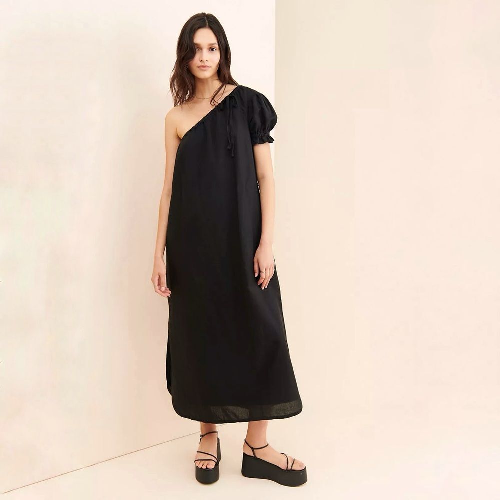 Anthropologie Saint Helena Mara One Shoulder Maxi Dress in Black Size XS